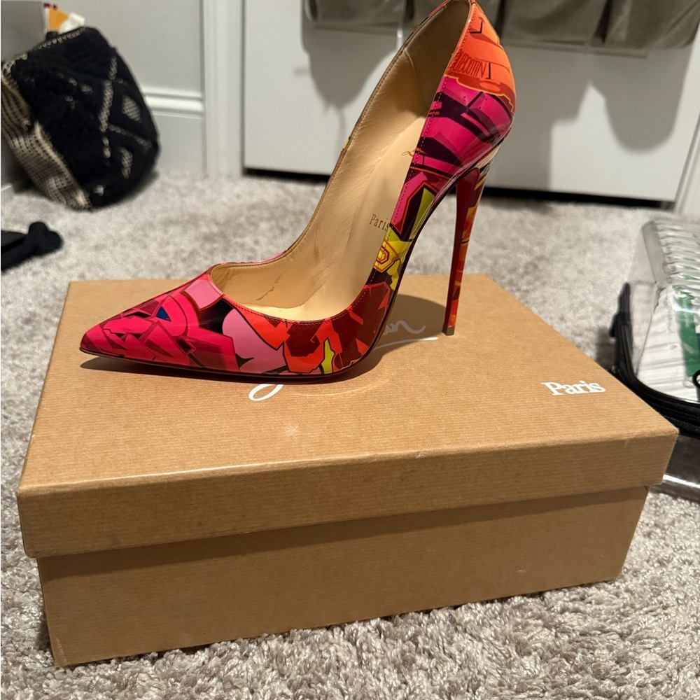 Christian Louboutin Vibrant Red and Pink Heels - Picture 3 of 5